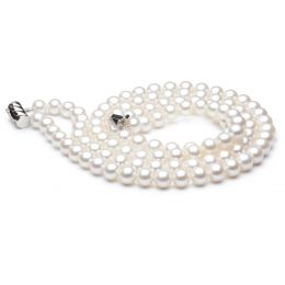Collana A Due Fili Folies Wagram - Perle d'Acqua Dolce Bianc