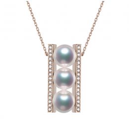 Ciondolo Otohiko - Oro Rosa 18kt, Diamanti e Perle Akoya