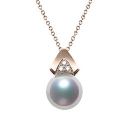 Ciondolo Tsuguka - Oro Rosa 18kt, Diamanti e Perla Akoya