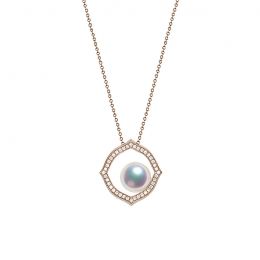Ciondolo Coco - Oro Rosa 18k, Diamanti e Perla Akoya