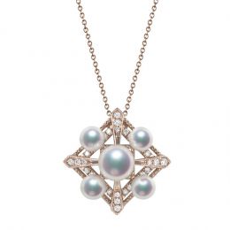 Ciondolo Voyage stellaire I Perla Akoya Oro rosa Diamanti