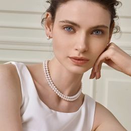 Collana Mutzu - Due Fili di Perle Akoya Bianche - 5.5/6mm, A