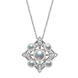 Ciondolo Voyage stellaire I Perla Akoya Oro bianco Diamanti