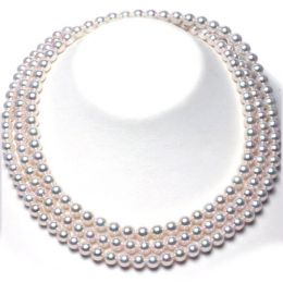 Collana Akina - Tre Fili di Perle Akoya Bianche - 6.5/7mm, A