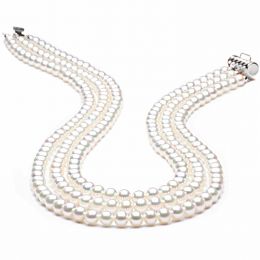 Collana A Tre Fili Chabada - Perle d'Acqua Dolce Bianche - 5