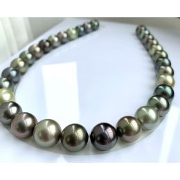 Collana perle di Tahiti multicolores - 13/14mm - AAA oro bia