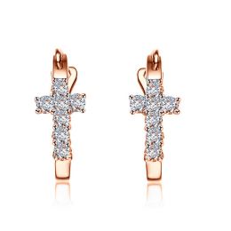 Orecchini Croci Diamantate - Pendenti Croce in Oro Rosa & Di