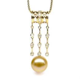 Ciondolo Lusso Etnico - Oro Giallo, Diamanti & Perla dei Mar