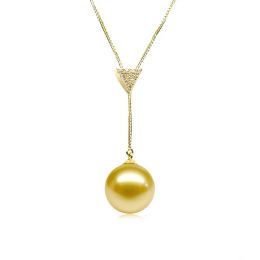 Ciondolo pendente in oro giallo e diamanti - Perla dorata au