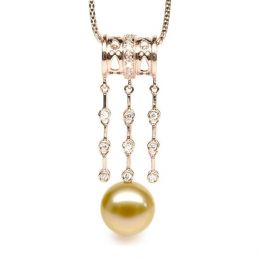 Ciondolo Lusso Etnico - Oro Rosa, Diamanti & Perla dei Mari 