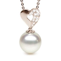 Ciondolo cuore oro rosa - Perla d’Australia bianca - 11/12mm
