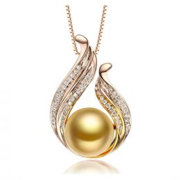 Ciondolo Dolcezza Vegetale - Oro Rosa, Diamanti & Perla Gold