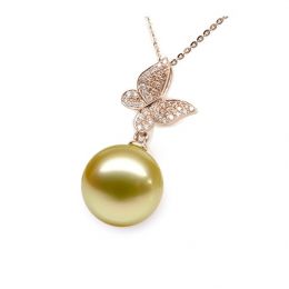 Ciondolo Farfalla Allegra - Oro Rosa, Diamanti & Perla dei M