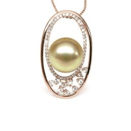Ciondolo Ellisse - Oro Rosa, Diamanti & Perla dei Mari del S
