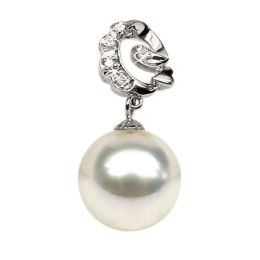 Ciondolo oro bianco - Perla d’Australia bianca - 11/12mm