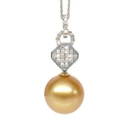 Ciondolo Romano - Oro Bianco, Diamanti & Perla Gold dei Mari