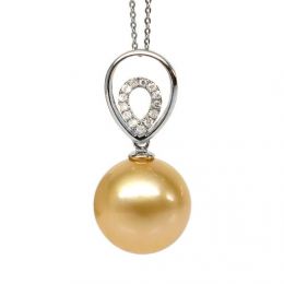 Ciondolo Narciso - Oro Bianco, Diamanti & Perla Gold dei Mar