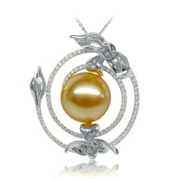 Ciondolo Orchidée sauvage - Perla dorata dei mari del sud or