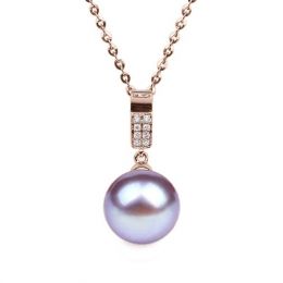 Ciondolo Xilo Oro Rosa 18kt, Perla di Acqua Dolce Lavanda 10