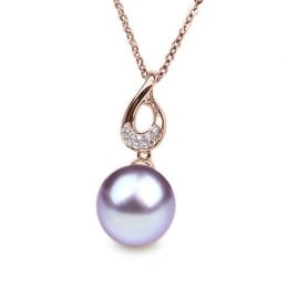 Ciondolo Twist Oro Rosa 18kt, Perla di Acqua Dolce Lavanda 1