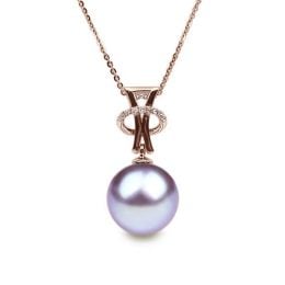 Ciondolo XO Oro Rosa 18kt, Perla di Acqua Dolce Lavanda 10/1