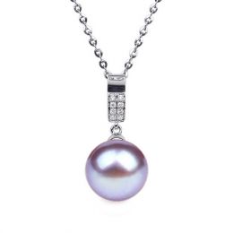 Ciondolo Xilo Oro Bianco 18kt, Perla di Acqua Dolce Lavanda 