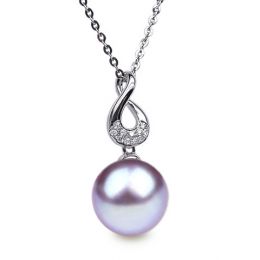 Ciondolo Twist Oro Bianco 18kt, Perla di Acqua Dolce Lavanda