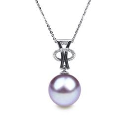 Ciondolo XO Oro Bianco 18kt, Perla di Acqua Dolce Lavanda 10