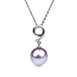 Ciondolo Neuf Oro Bianco 18kt, Perla di Acqua Dolce Lavanda 