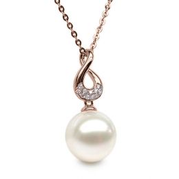 Ciondolo Twist - Oro Rosa, Diamanti e Perla di Fiume