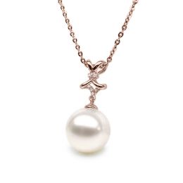 Ciondolo Fiocco Classico - Oro Rosa, Diamanti e Perla d'Acqu