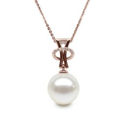 Ciondolo XO - Oro Rosa, Diamanti e Perla di Fiume