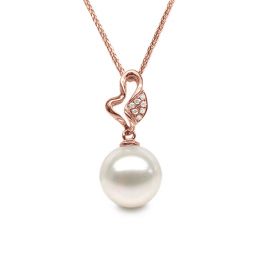 Ciondolo Jeune Pousse - Oro Rosa, Diamanti e Perla d'Acqua D