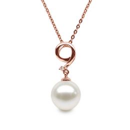 Ciondolo Numero 9 - Perla d'Acqua Dolce, Oro Rosa e Diamanti