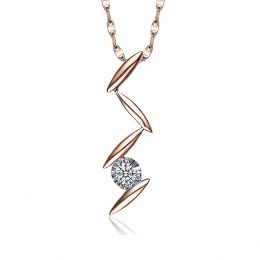 Ciondolo diamante e oro rosa - Fiori di crisantemo