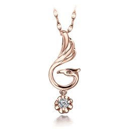 Ciondolo cigno bianco - Diamante solitario oro rosa