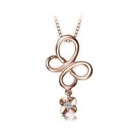 Ciondolo diamante solitario - Farfalla in oro rosa