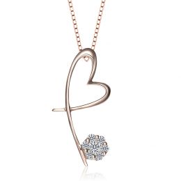 Ciondolo cuore farfalla - Oro rosa e diamanti
