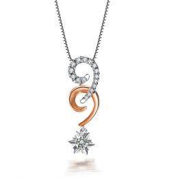 Ciondolo 99 - Oro bianco e rosa - Diamanti 0.300ct