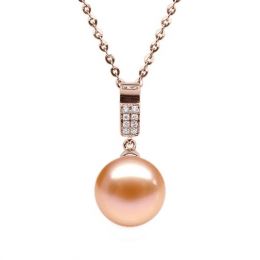 Ciondolo Xilo Oro Rosa 18kt, Perla di Acqua Dolce Rosa 10/10