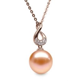 Ciondolo Twist Oro Rosa 18kt, Perla di Acqua Dolce Rosa 10/1