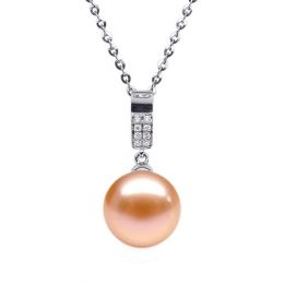 Ciondolo Xilo Oro Bianco 18kt, Perla di Acqua Dolce Rosa 10/