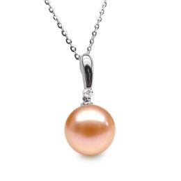 Ciondolo Hainan Oro Bianco 18kt, Perla di Acqua Dolce Rosa 1
