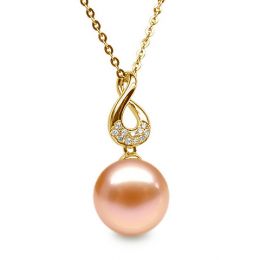 Ciondolo Twist Oro Giallo 18kt, Perla di Acqua Dolce Rosa 10