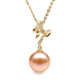 Ciondolo Mon petit Noeud Oro Giallo 18kt, Perla di Acqua Dol