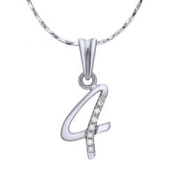 Ciondolo chiffre 4 - Oro bianco 18kt - Diamanti 0.015ct