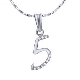 Ciondolo chiffre 5 - Oro bianco 18kt - Diamanti 0.02ct