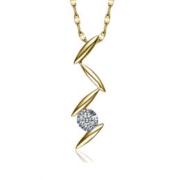 Ciondolo diamante e oro giallo - Fiori di crisantemo