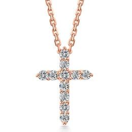 Ciondolo Croce Diamantata - Oro Rosa e Diamanti VS/G
