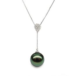 Ciondolo Blackadore - Oro Bianco, Diamanti e Perla Tahiti